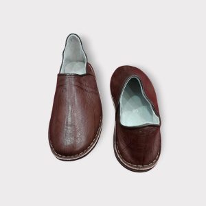 Rich Dark Brown Moroccan Leather Babouche Handmade Traditional