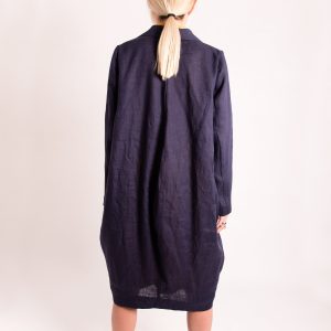 Blue Linen Blazer: Women's Oversized Longline Jacket
