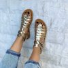 Gold Gladiator Sandals Greek Summer Shoes Full Grain