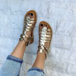 Gold Gladiator Sandals Greek Summer Shoes Full Grain