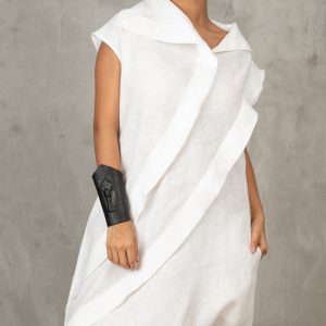 White Linen Jumpsuit: Avant Garde Drop Crotch Overalls