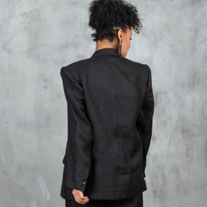 Black Linen Blazer Womens: Oversized Summer Jacket Plus