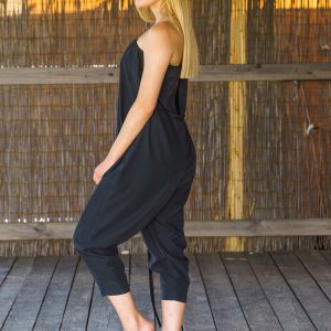 Black Harem Jumpsuit: Plus Size Strapless Modal Romper