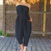 Black Harem Jumpsuit: Plus Size Strapless Modal Romper