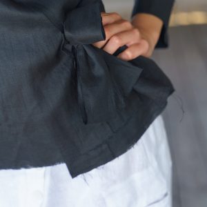 Black Linen Kimono Blazer: Women's Lightweight Robe Jacket