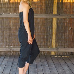 Black Harem Jumpsuit: Plus Size Strapless Modal Romper