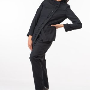 Black Wool Asymmetrical Blazer: Women's Suit Jacket