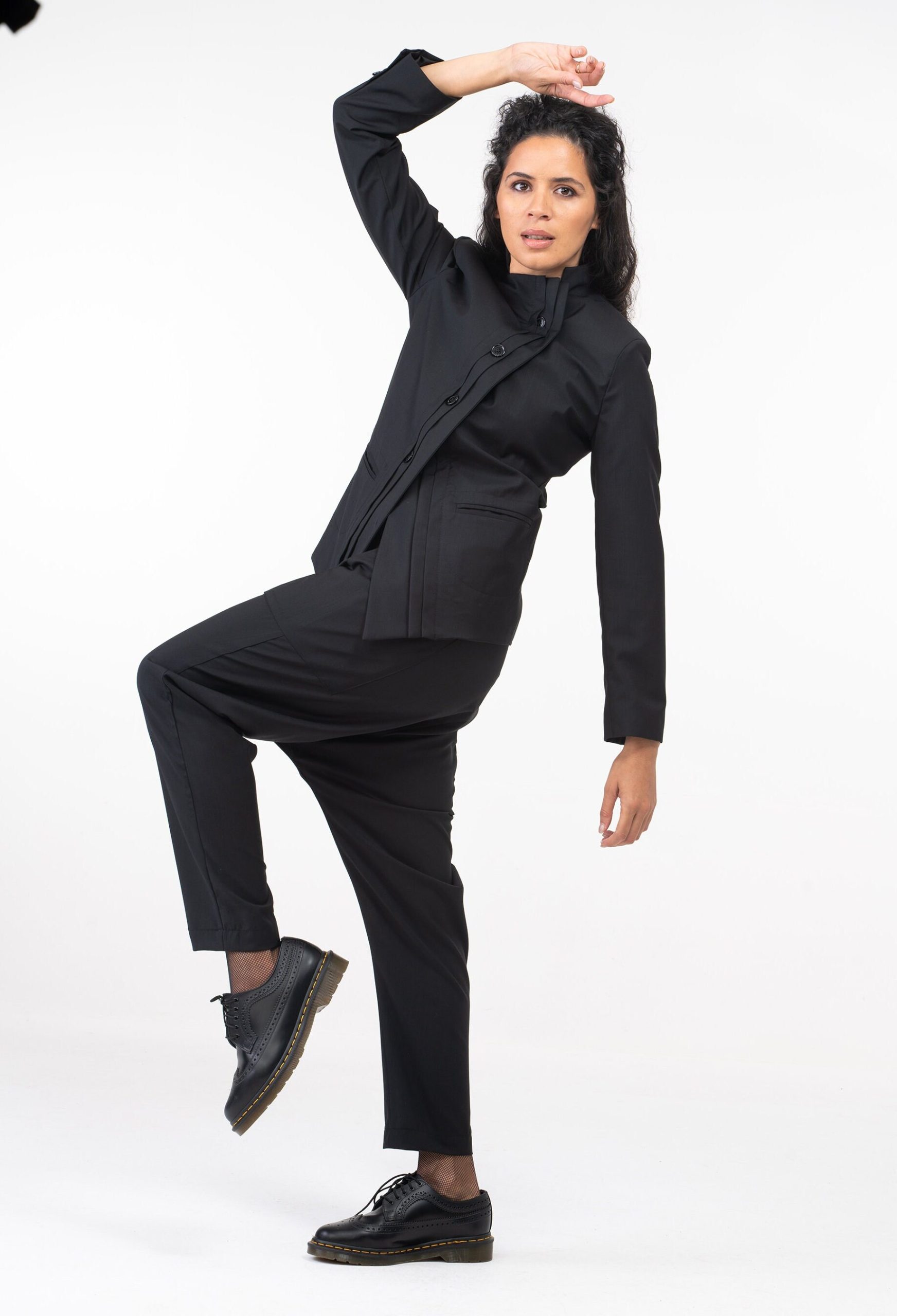 Black Wool Asymmetrical Blazer: Women's Suit Jacket Black Wool Asymmetrical Blazer: Women's Suit Jacket