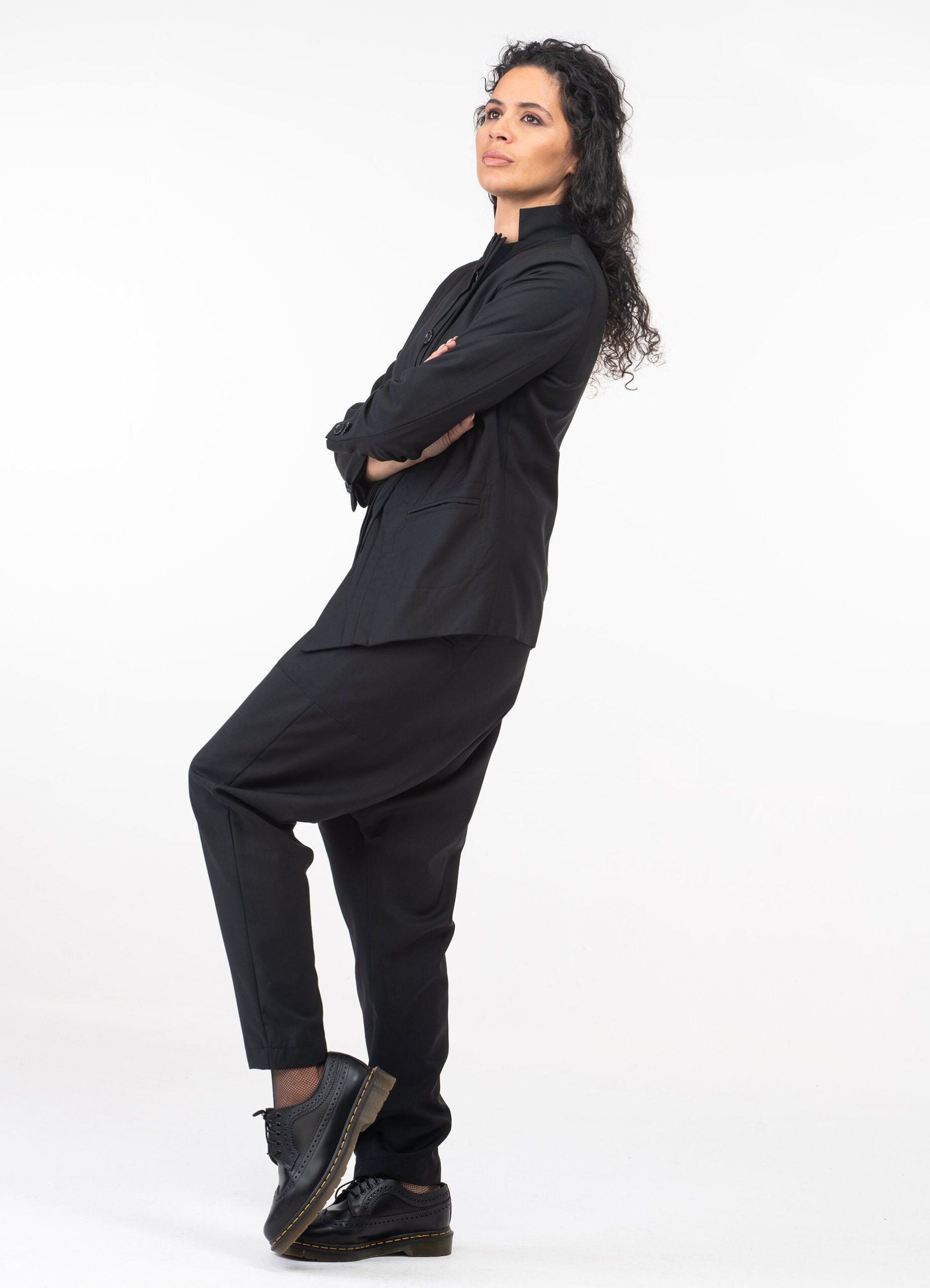 Black Wool Asymmetrical Blazer: Women's Suit Jacket Black Wool Asymmetrical Blazer: Women's Suit Jacket