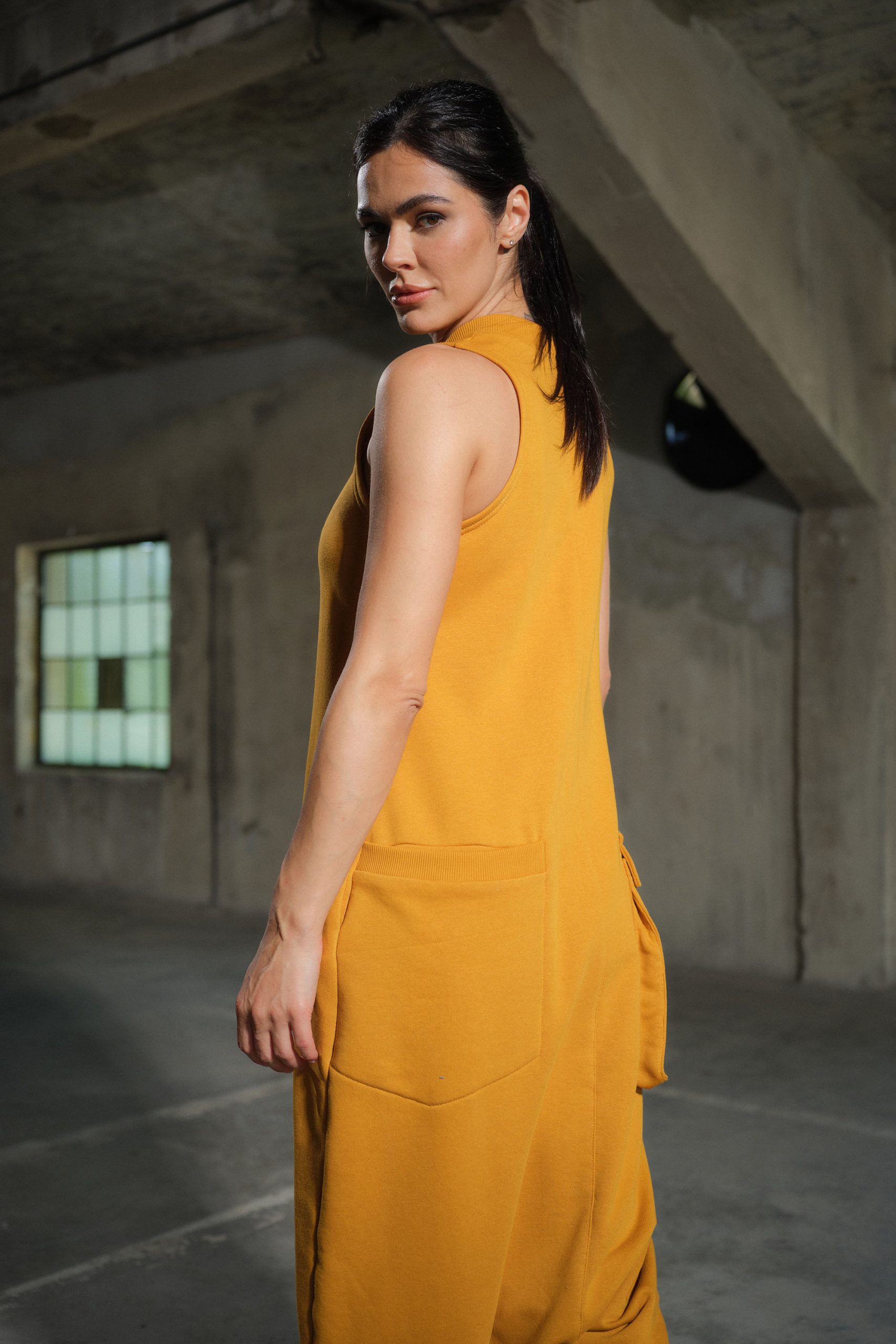 Organic Cotton Drop Crotch Jumpsuit: Avant Garde Utility Organic Cotton Drop Crotch Jumpsuit: Avant Garde Utility