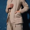 Avant Garde Linen Blazer With Double Lapels Beige