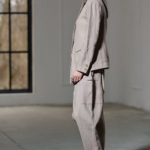 Beige Linen Blazer Avant Garde Italian Jacket