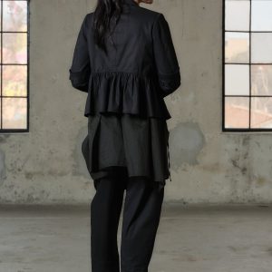Handmade Black Organic Cotton Peplum Blazer Avant Garde