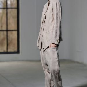 Beige Linen Blazer Avant Garde Italian Jacket