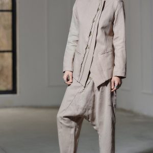 Beige Linen Blazer Avant Garde Italian Jacket