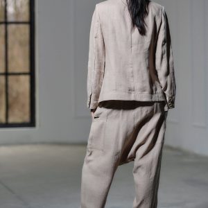 Beige Linen Blazer Avant Garde Italian Jacket