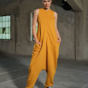 Organic Cotton Drop Crotch Jumpsuit: Avant Garde Utility