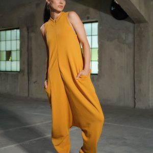 Organic Cotton Drop Crotch Jumpsuit: Avant Garde Utility