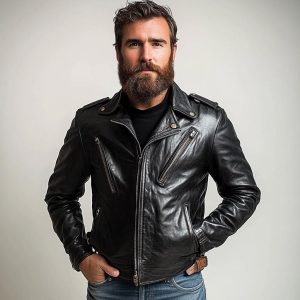 Handmade Men's Black Genuine Leather Biker Motorcycle Jacket