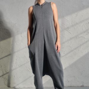 Casual Drop Crotch Jumpsuit Women Baggy With Cargo