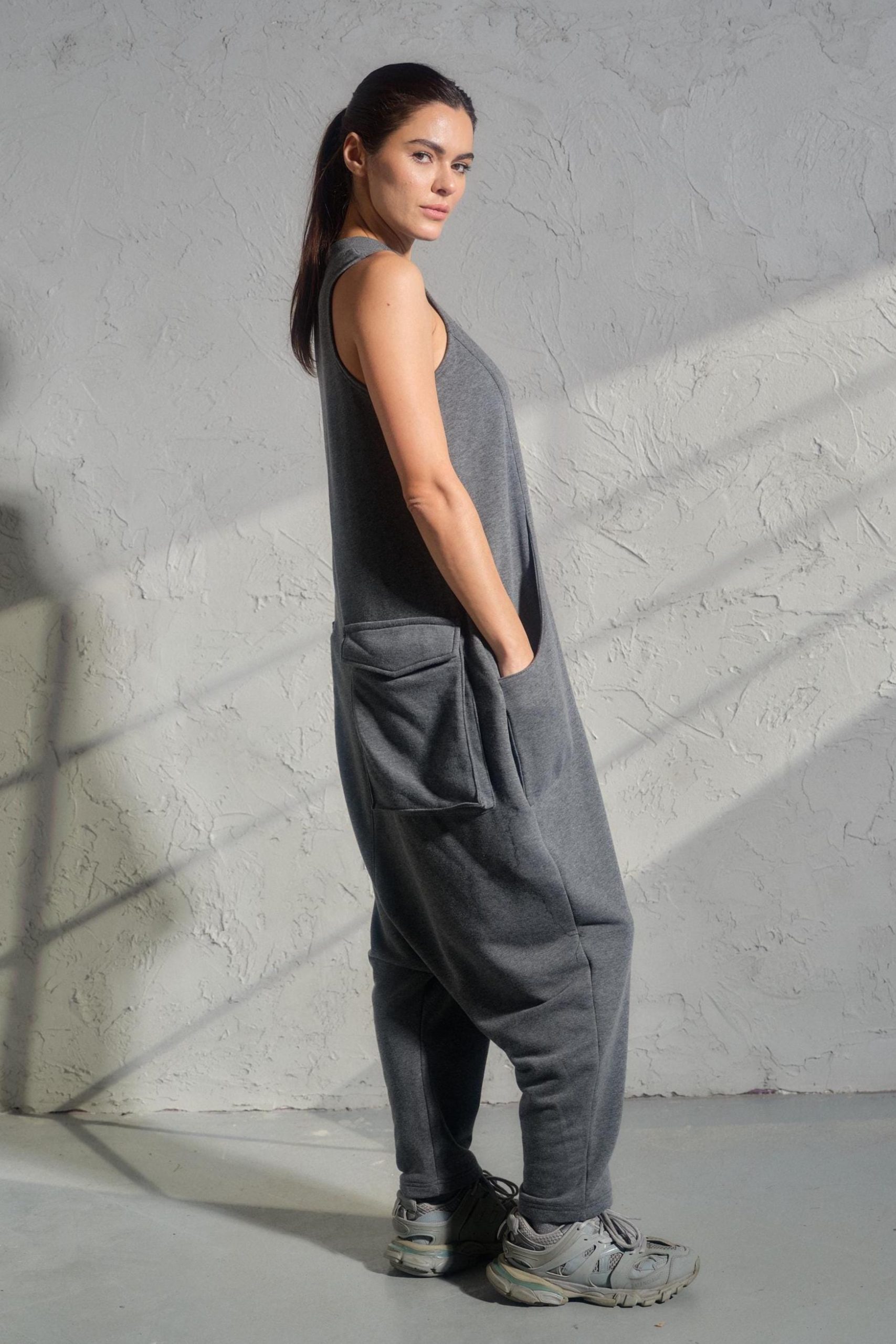 Casual Drop Crotch Jumpsuit Women Baggy With Cargo Casual Drop Crotch Jumpsuit Women Baggy With Cargo