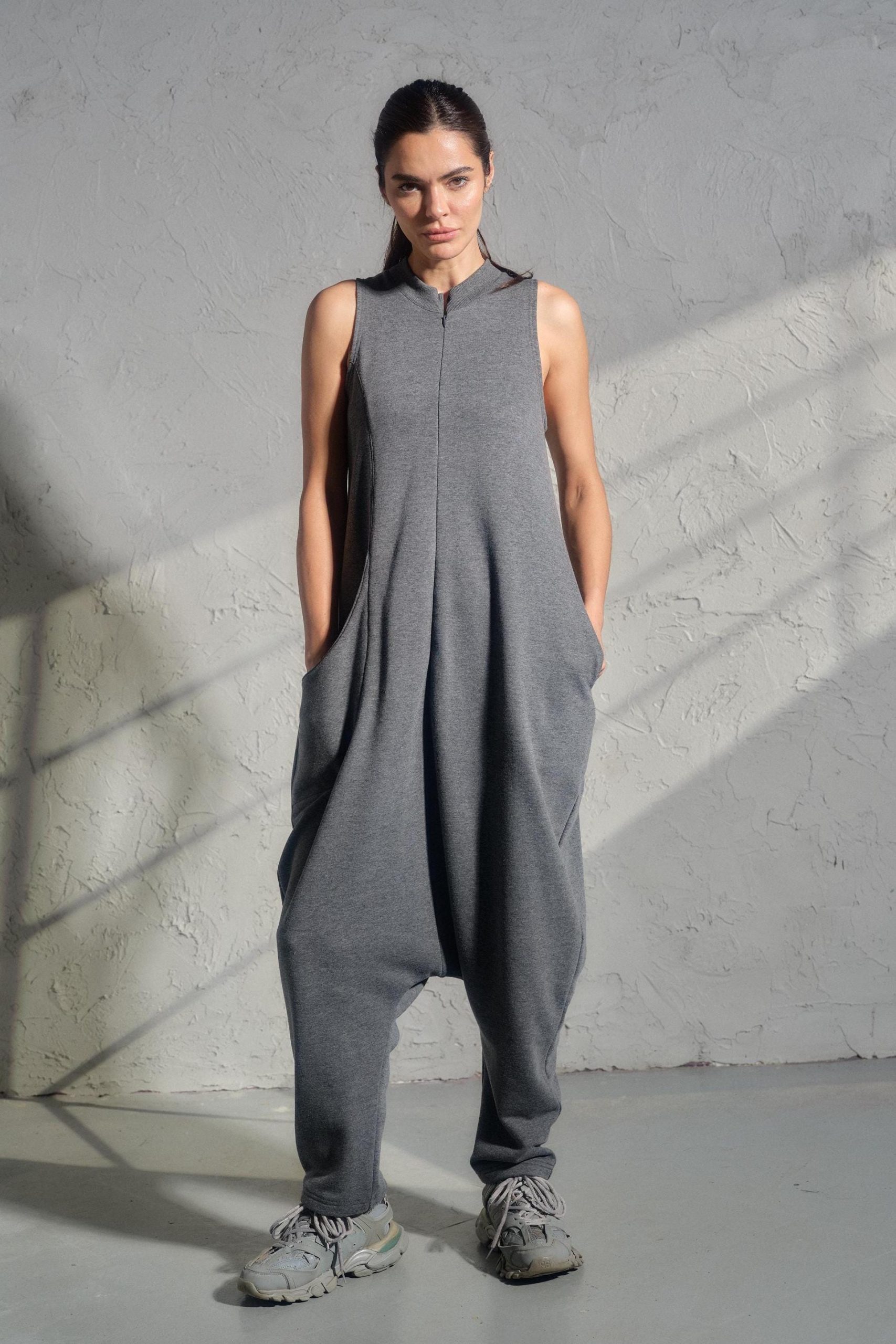 Casual Drop Crotch Jumpsuit Women Baggy With Cargo Casual Drop Crotch Jumpsuit Women Baggy With Cargo