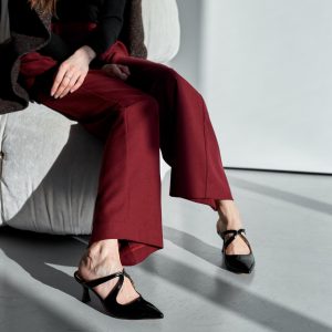 Elegant Black Heeled Sandals 6 Cm Heel Leather