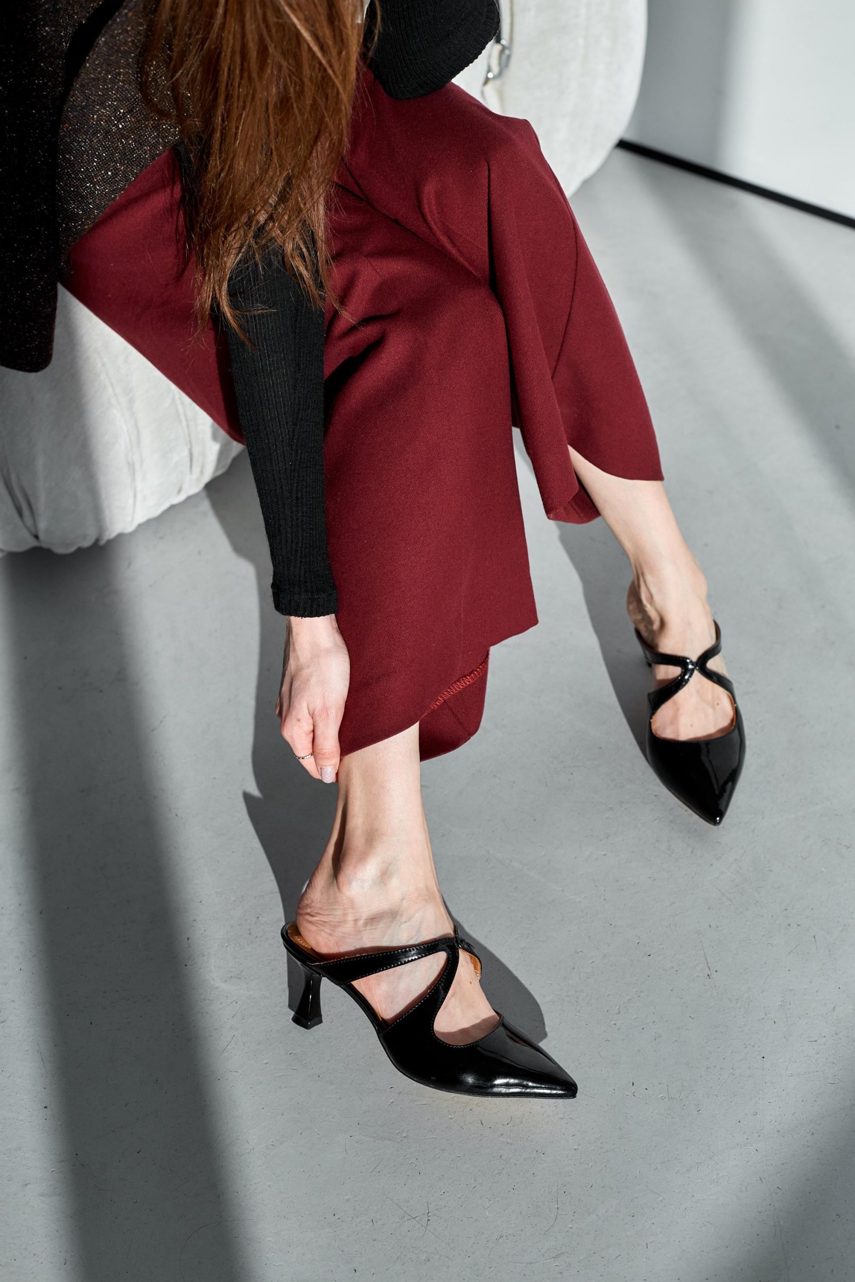 Elegant Black Heeled Sandals 6 Cm Heel Leather Elegant Black Heeled Sandals 6 Cm Heel Leather