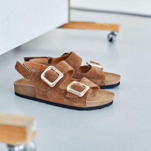 Women S Comfort Sandals Leather Cocoa Open Toe