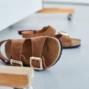 Leather Cocoa Sandals Suede Cork Footbed Adjustable Buckle