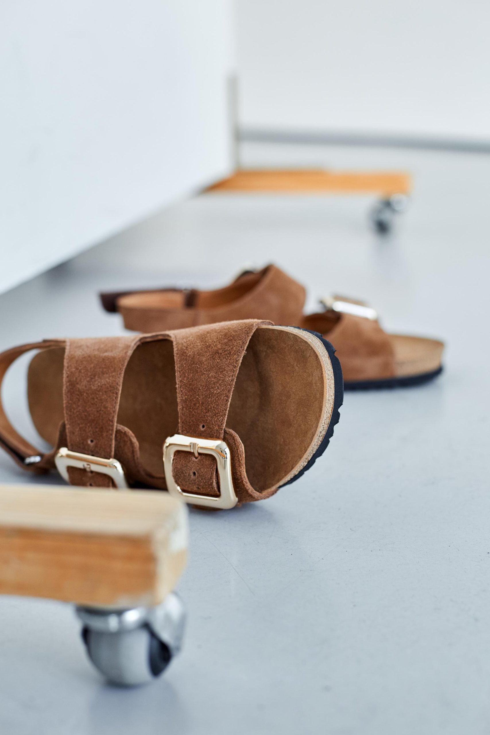 Leather Cocoa Sandals Suede Cork Footbed Adjustable Buckle Leather Cocoa Sandals Suede Cork Footbed Adjustable Buckle