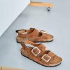 Leather Cocoa Sandals Suede Cork Footbed Adjustable Buckle