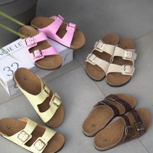 Women S Orthopedic Sandals Yellow Patent Leather Slides