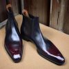 Handmade Two Tone Leather Chelsea Boots: Dark Brown