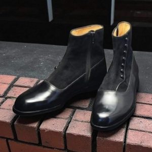 Two Tone Suede & Leather Side Zipper Boots