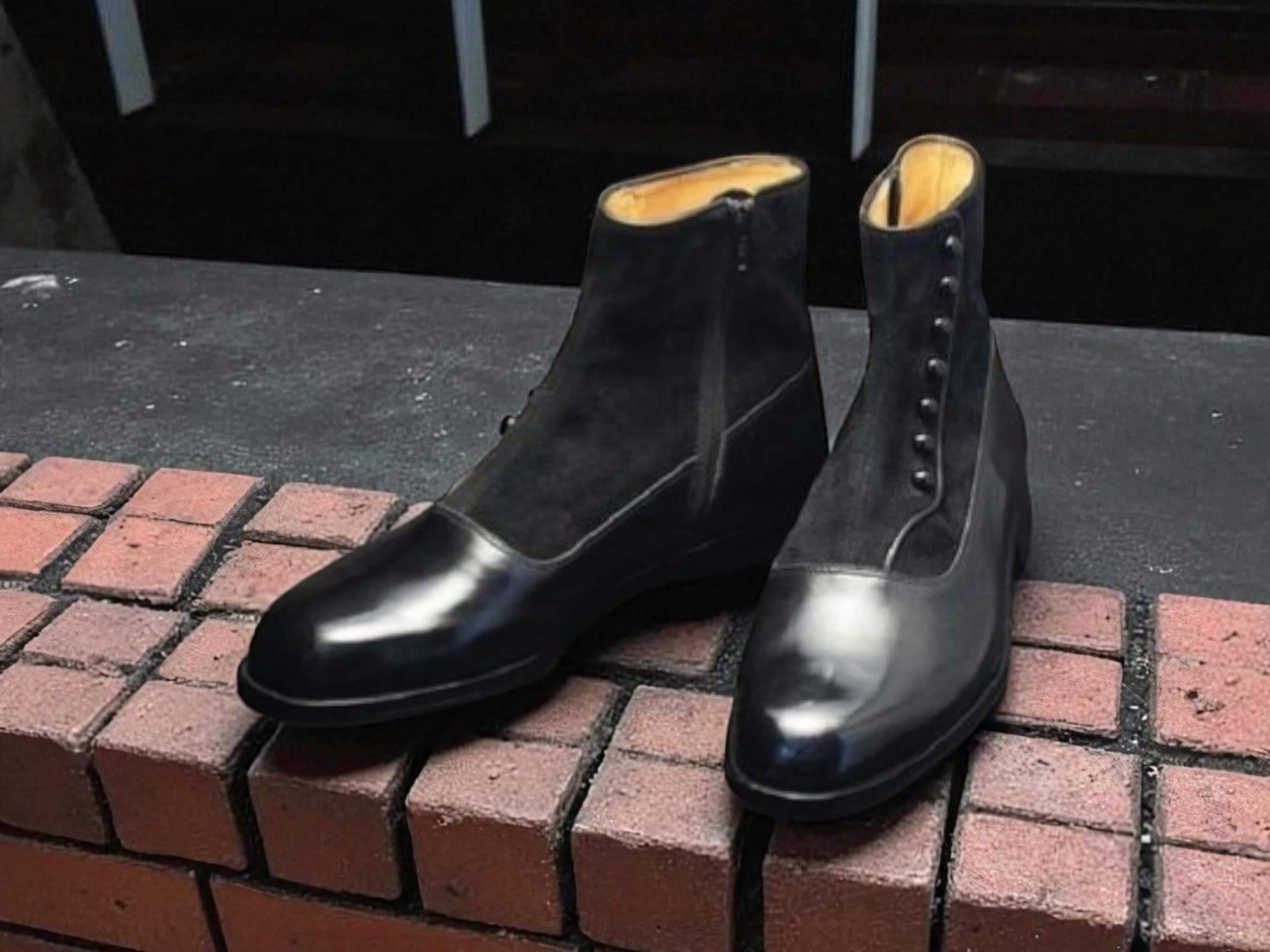 Two Tone Suede & Leather Side Zipper Boots