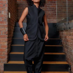 Elegant Merino Wool Blazer Vest Womens Double Lapel