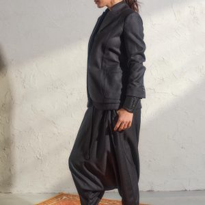 Double Lapel Wool Blazer Womens