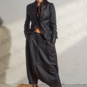 Double Lapel Wool Blazer Womens