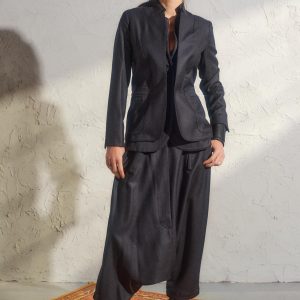 Double Lapel Wool Blazer Womens